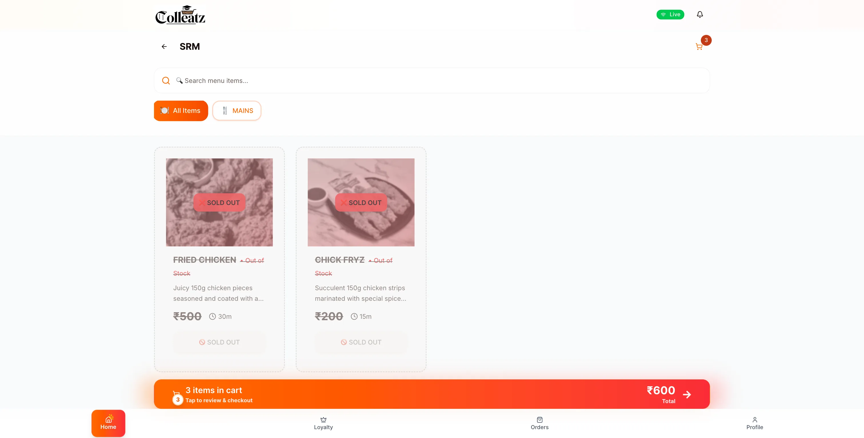Restaurant menu