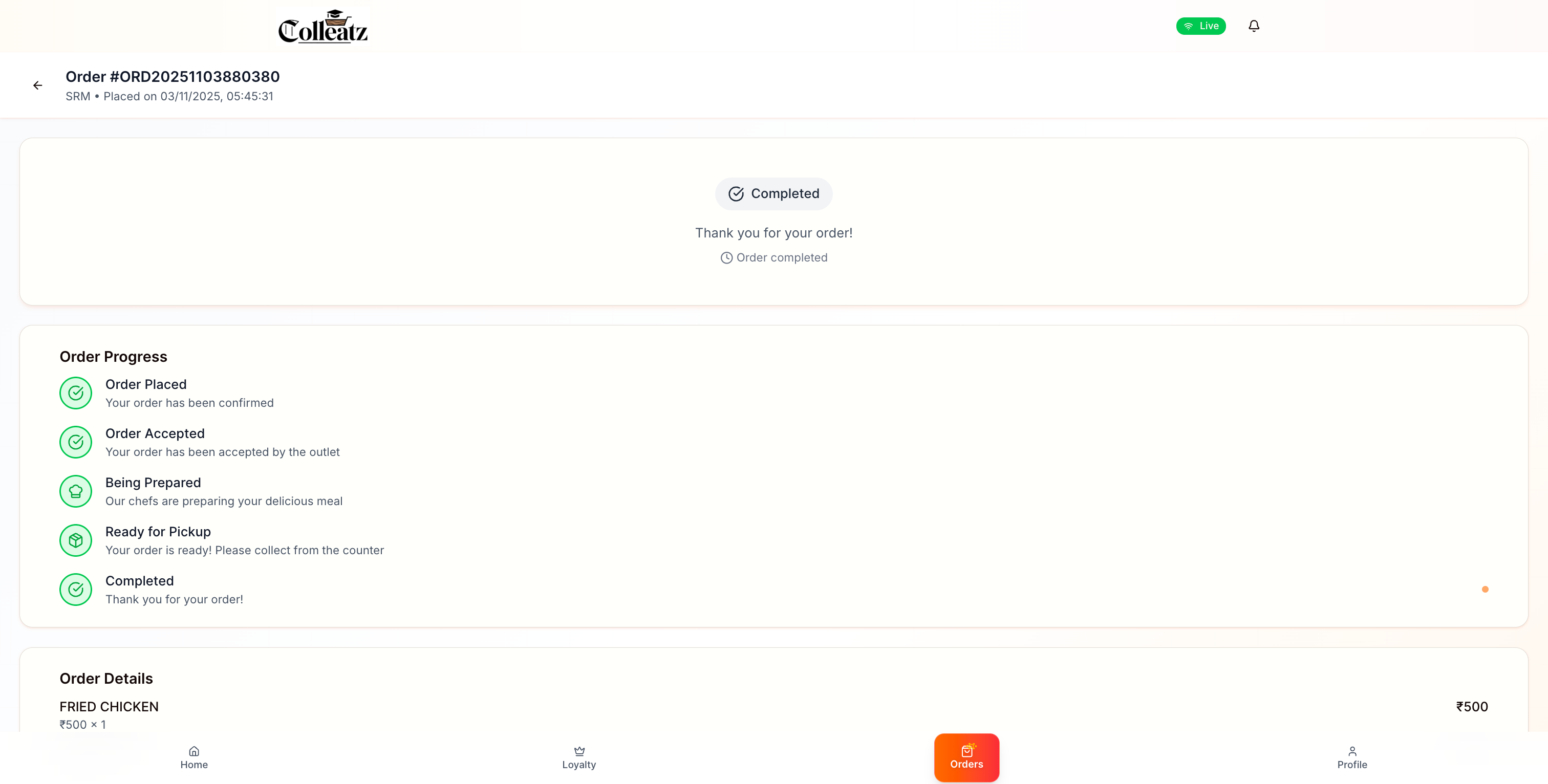Order tracking