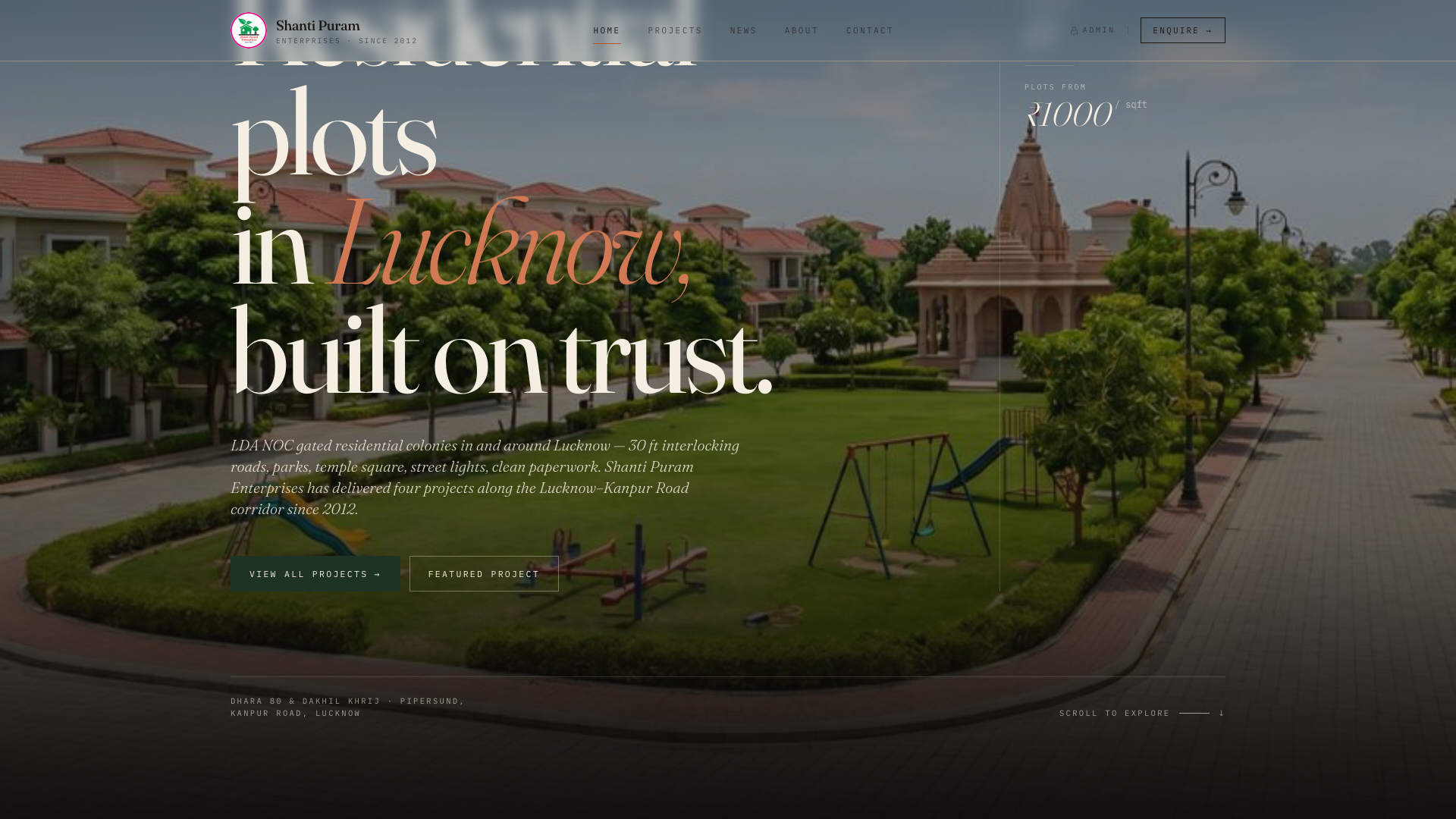 Lucknow Properties — Shanti Puram Enterprises website hero