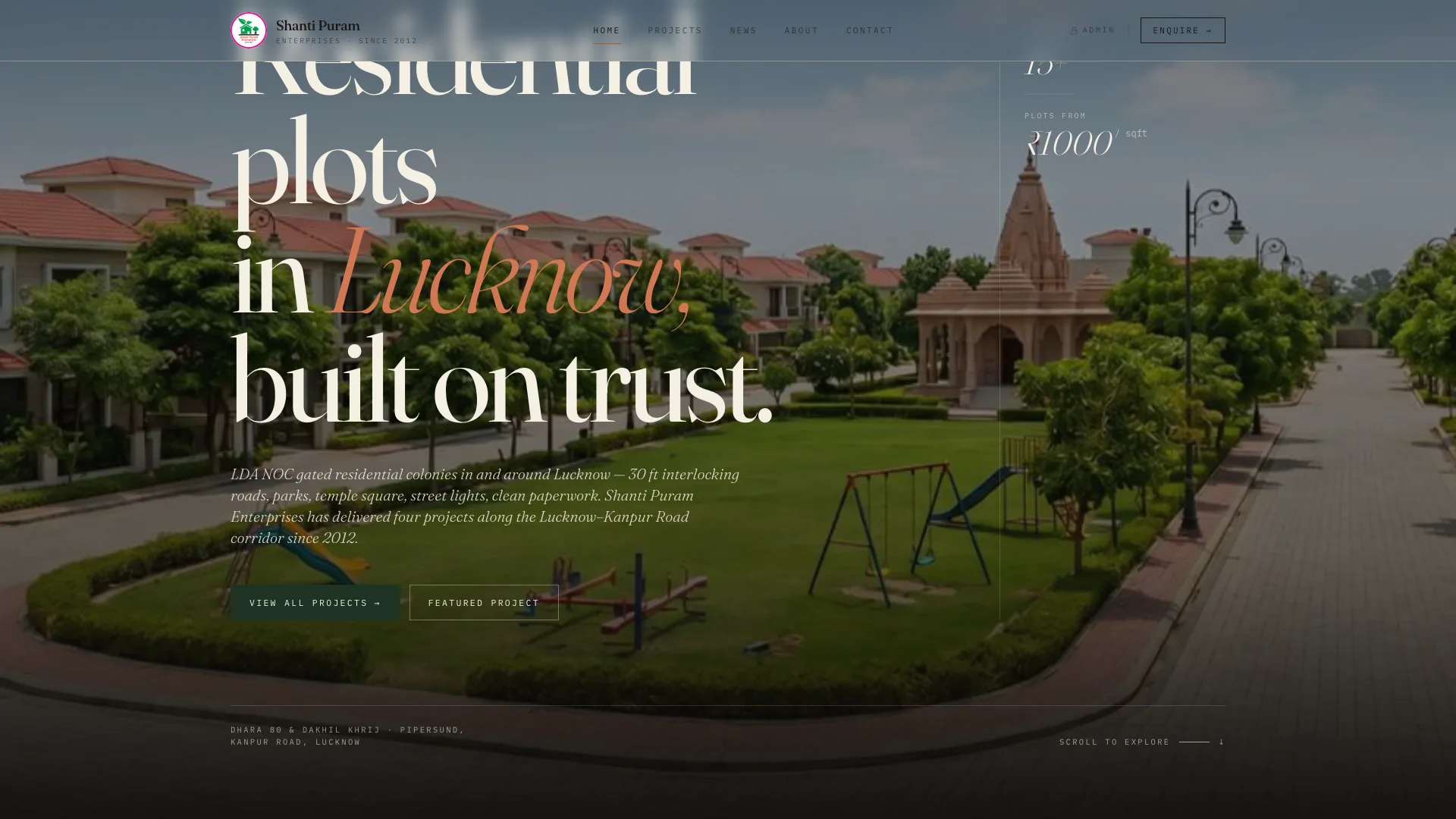 Lucknow Properties homepage hero